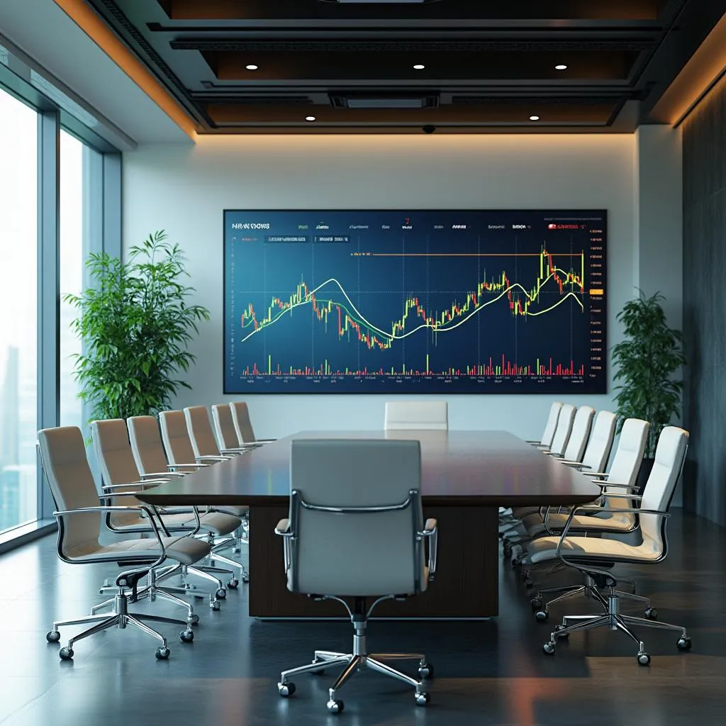 Sala de reuniones moderna para discusiones financieras